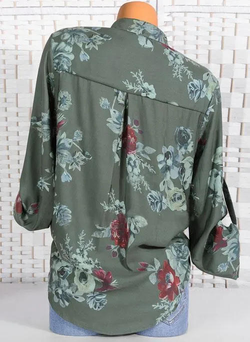Floral Casual Stand Collar Long Sleeve Blouses