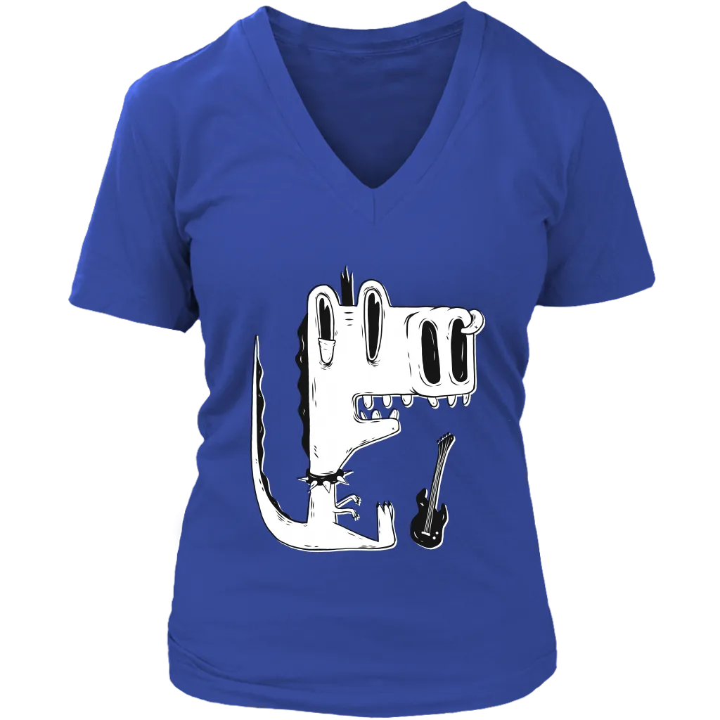 Funny Punk Rock Music T-shirt, Gift for Punk Rocker, Punk Rock Dinosaur T-shirt, Dinosaur and Guitar Shirt