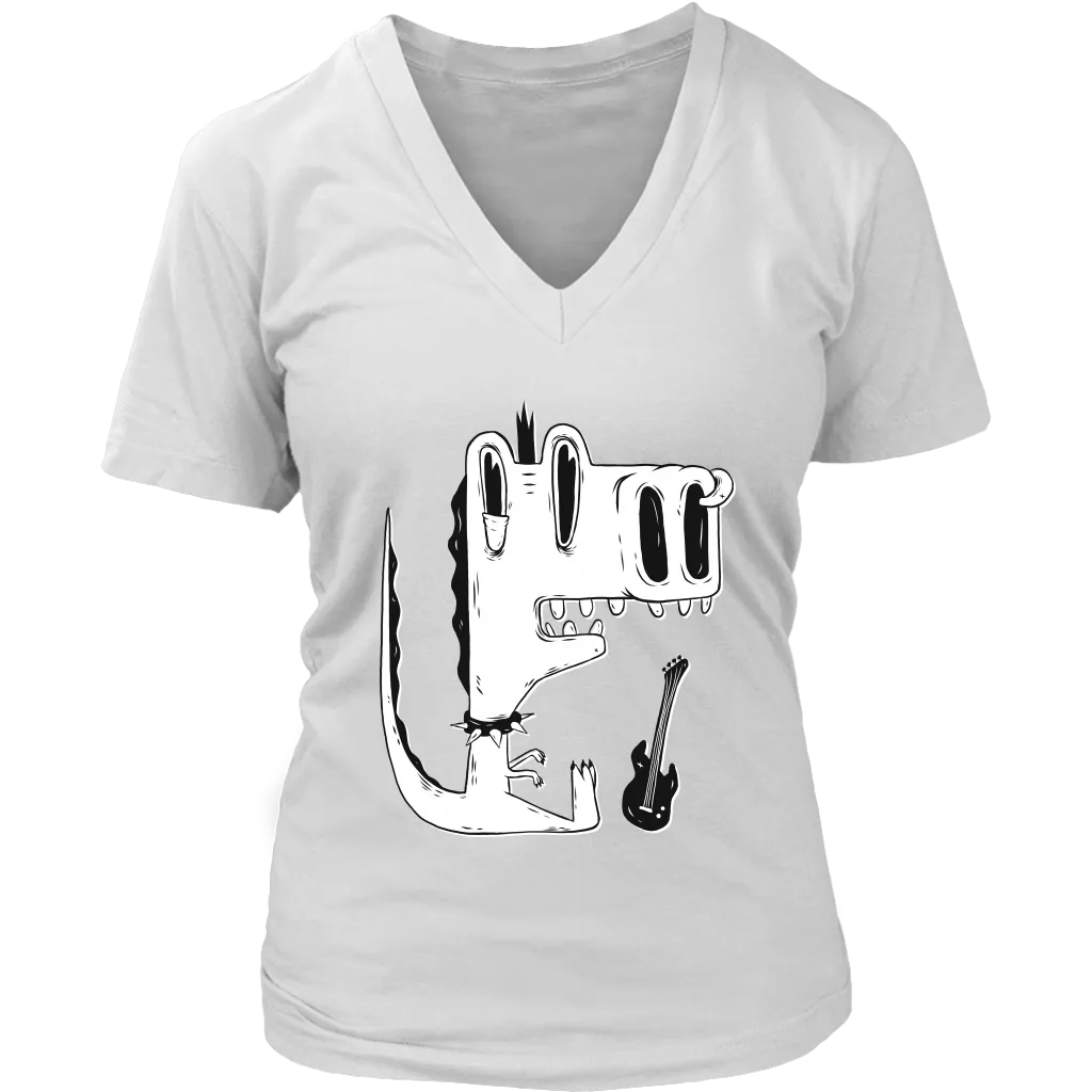 Funny Punk Rock Music T-shirt, Gift for Punk Rocker, Punk Rock Dinosaur T-shirt, Dinosaur and Guitar Shirt