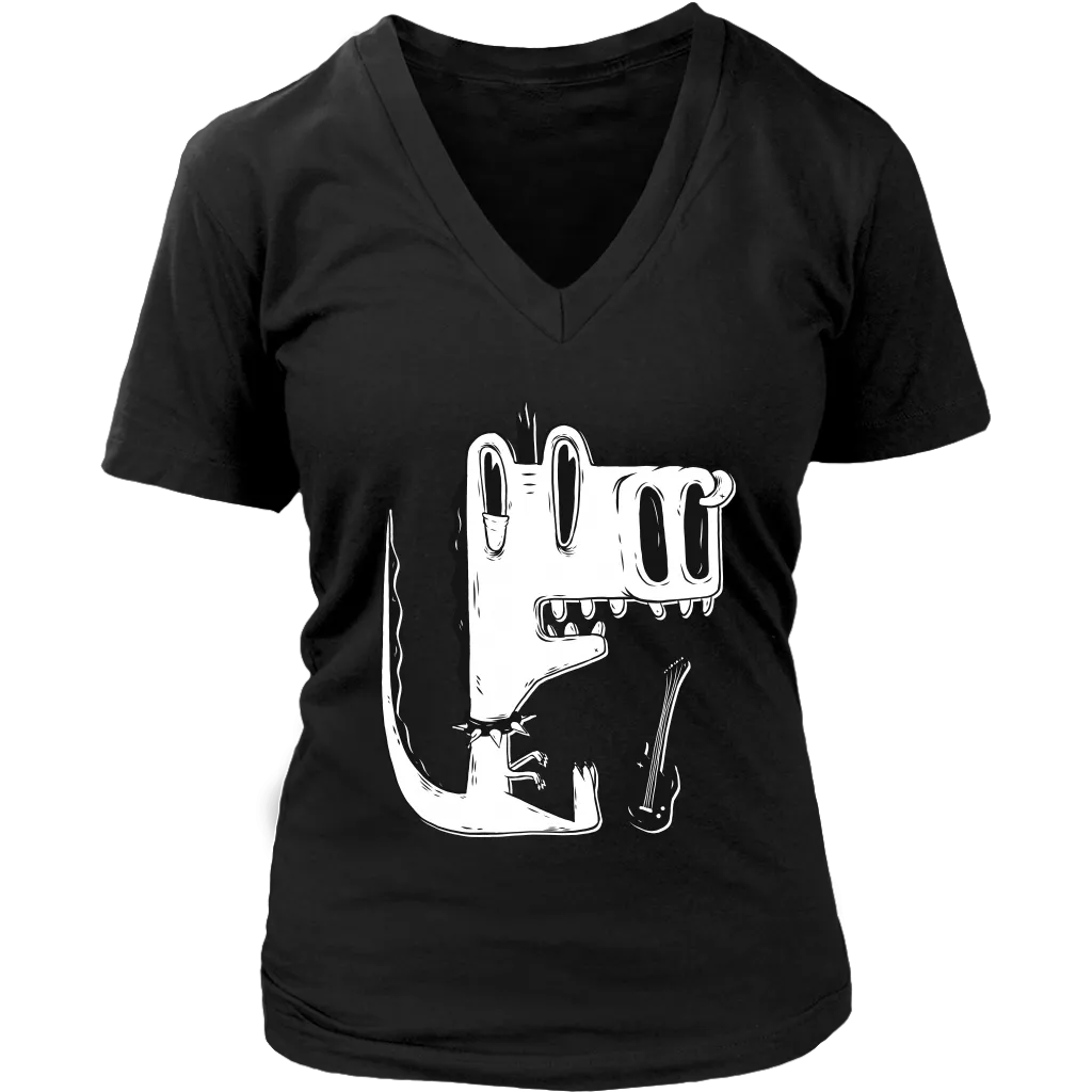 Funny Punk Rock Music T-shirt, Gift for Punk Rocker, Punk Rock Dinosaur T-shirt, Dinosaur and Guitar Shirt