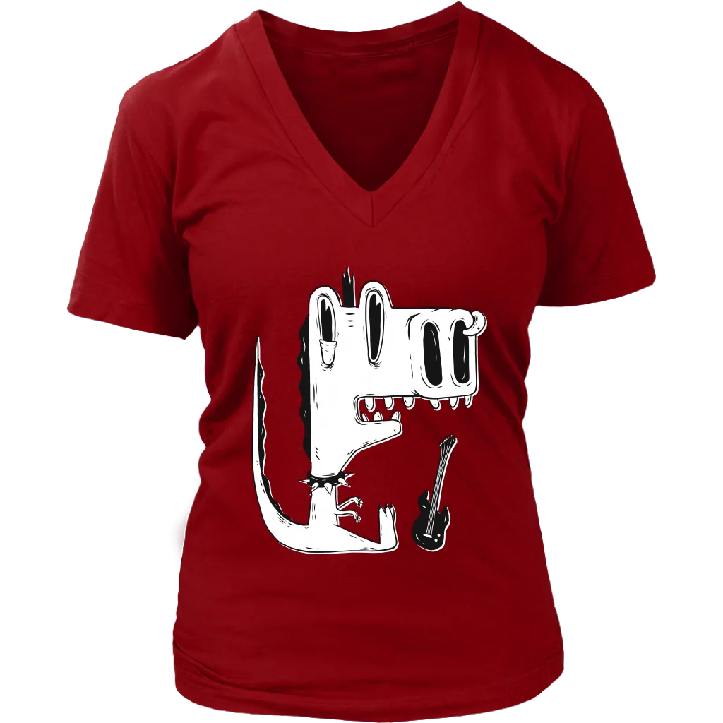 Funny Punk Rock Music T-shirt, Gift for Punk Rocker, Punk Rock Dinosaur T-shirt, Dinosaur and Guitar Shirt