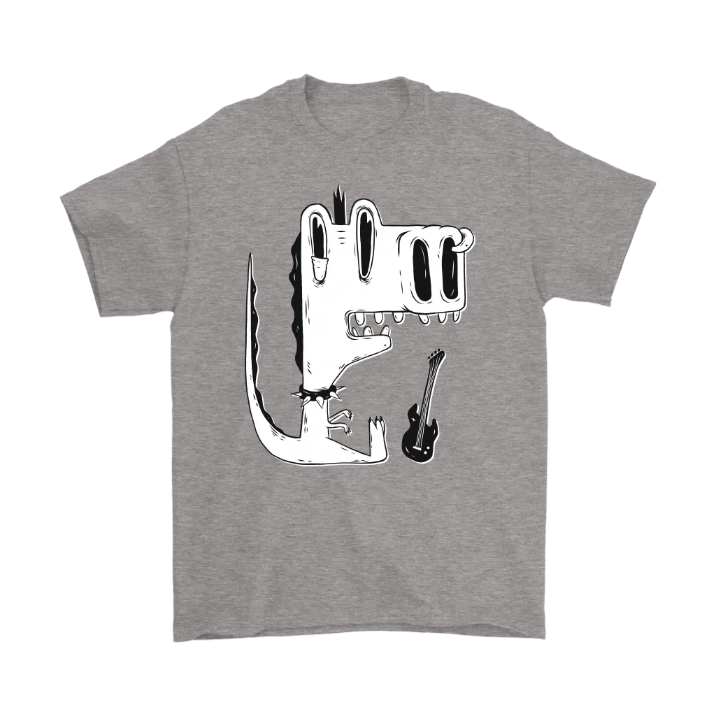Funny Punk Rock Music T-shirt, Gift for Punk Rocker, Punk Rock Dinosaur T-shirt, Dinosaur and Guitar Shirt
