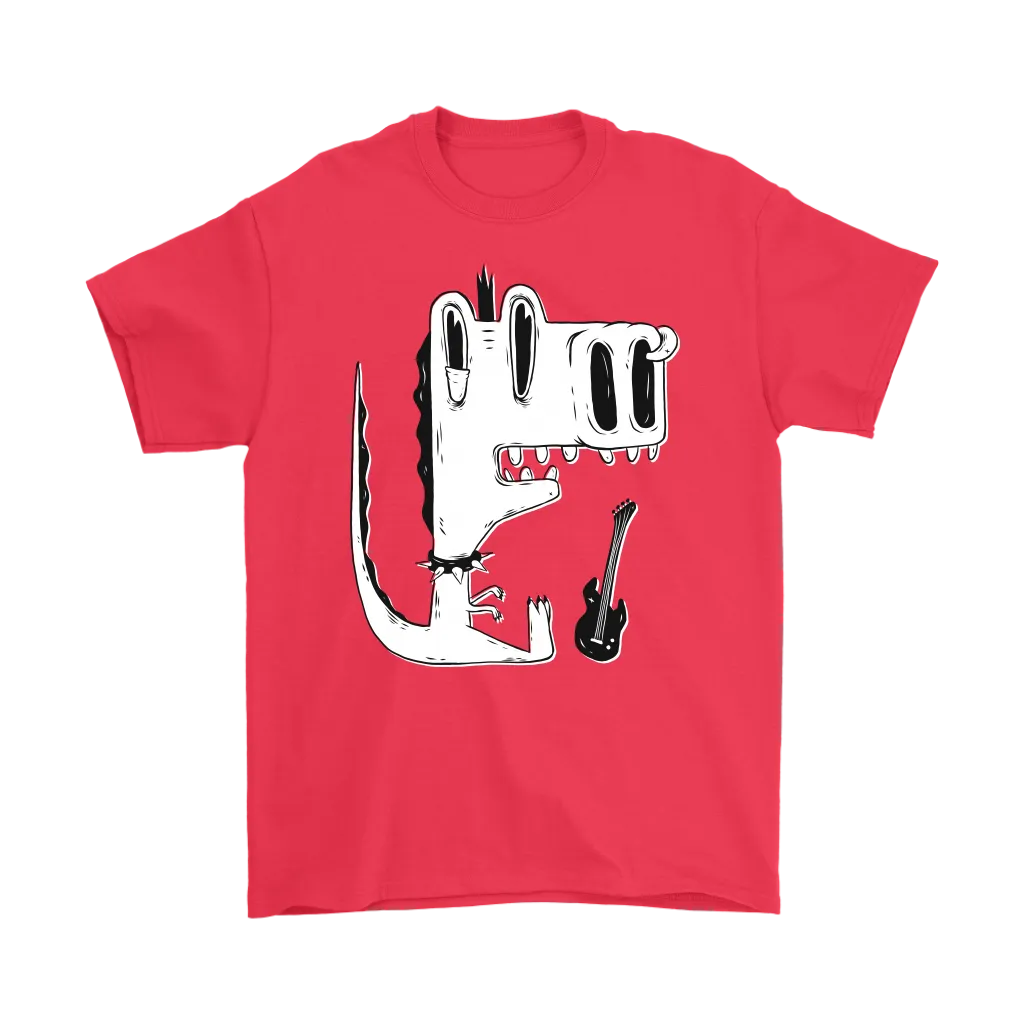 Funny Punk Rock Music T-shirt, Gift for Punk Rocker, Punk Rock Dinosaur T-shirt, Dinosaur and Guitar Shirt