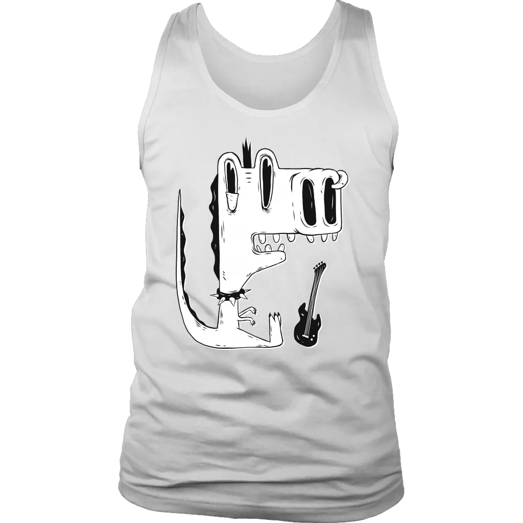 Funny Punk Rock Music T-shirt, Gift for Punk Rocker, Punk Rock Dinosaur T-shirt, Dinosaur and Guitar Shirt