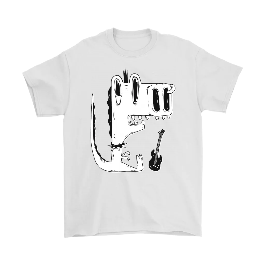 Funny Punk Rock Music T-shirt, Gift for Punk Rocker, Punk Rock Dinosaur T-shirt, Dinosaur and Guitar Shirt