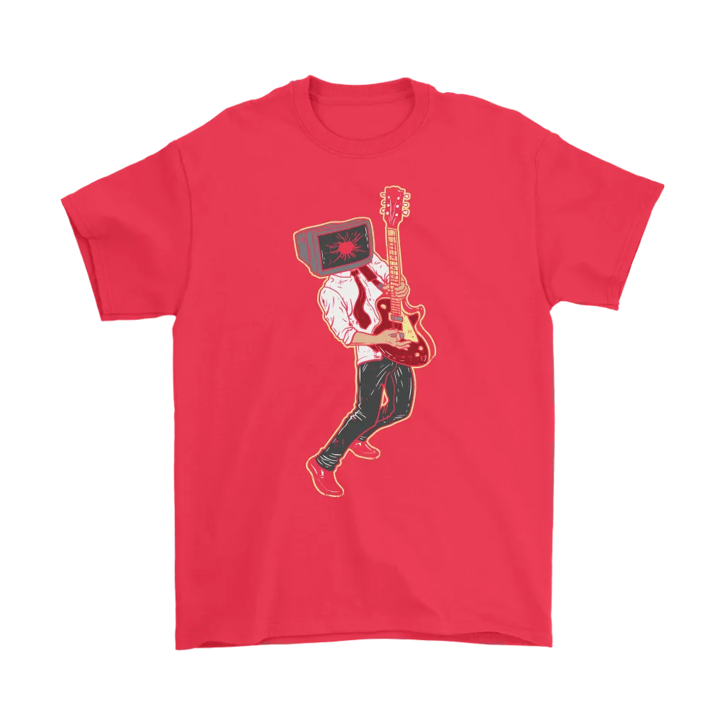 Funny Rock & Roll T-shirt, Rock Guitarist T-shirt, TV Head Rocker T-shirt, Gift for Guitarist