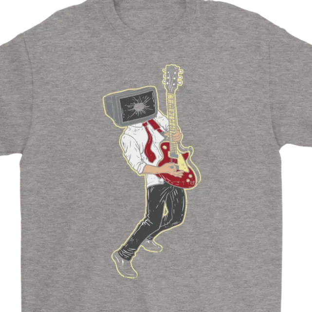 Funny Rock & Roll T-shirt, Rock Guitarist T-shirt, TV Head Rocker T-shirt, Gift for Guitarist