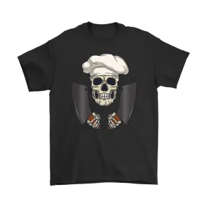 Gift for Chef, Chef with Cleavers T-shirt, Skull Shirt for Chef, Chef Skull Shirt