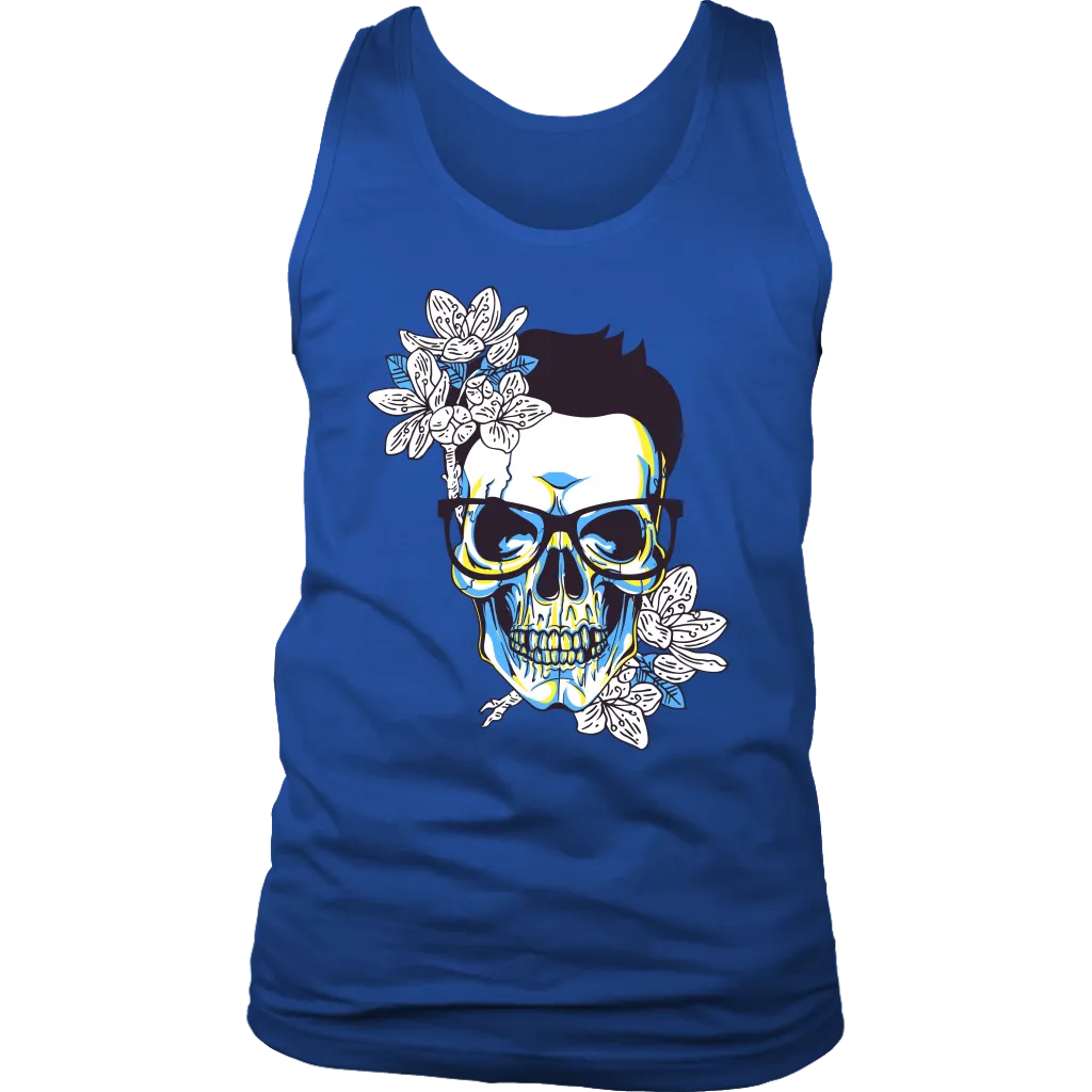 Gift for Hipster, Hipster Skull and Flowers T-shirt, Hipster Skull Shirt