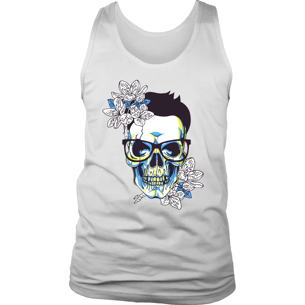 Gift for Hipster, Hipster Skull and Flowers T-shirt, Hipster Skull Shirt
