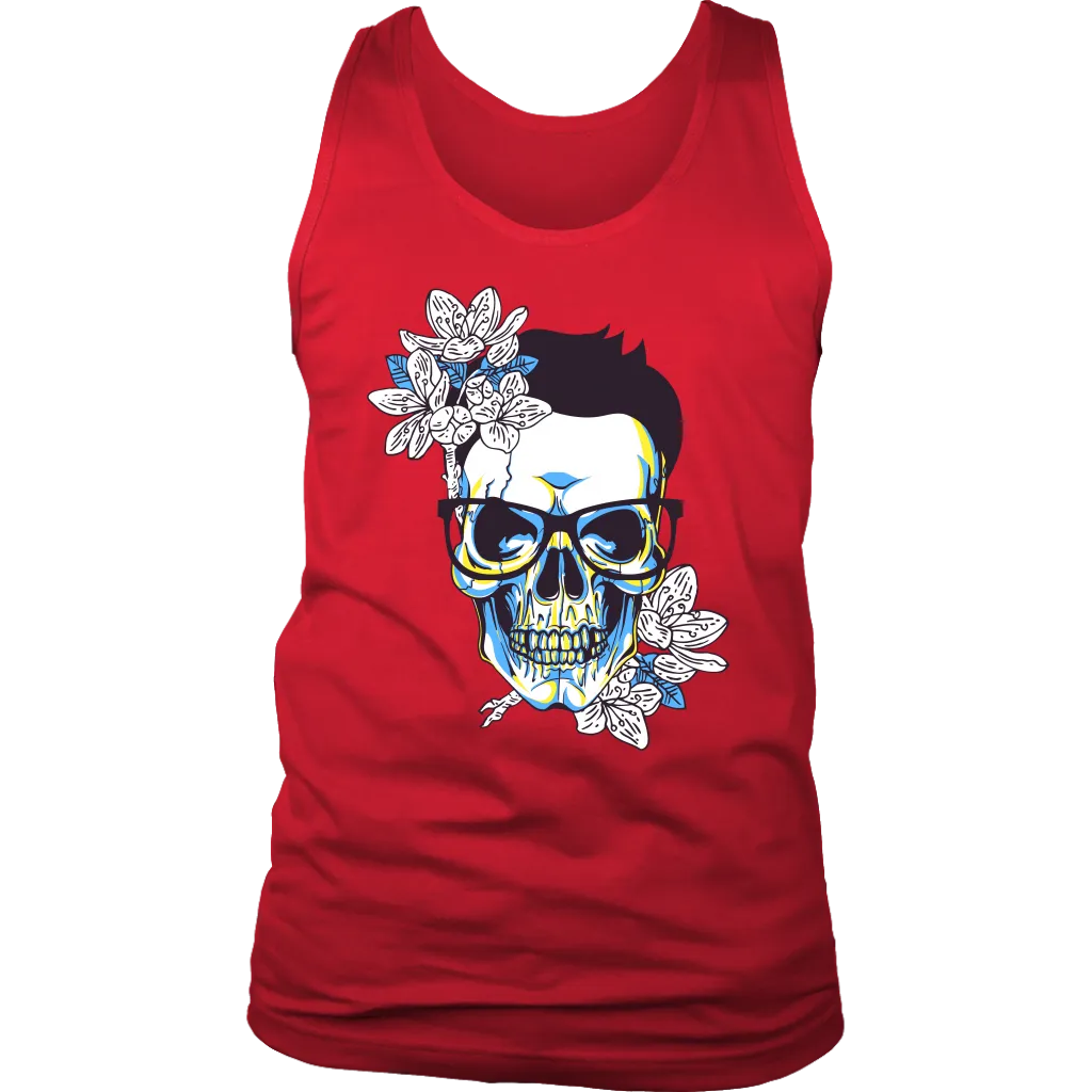 Gift for Hipster, Hipster Skull and Flowers T-shirt, Hipster Skull Shirt