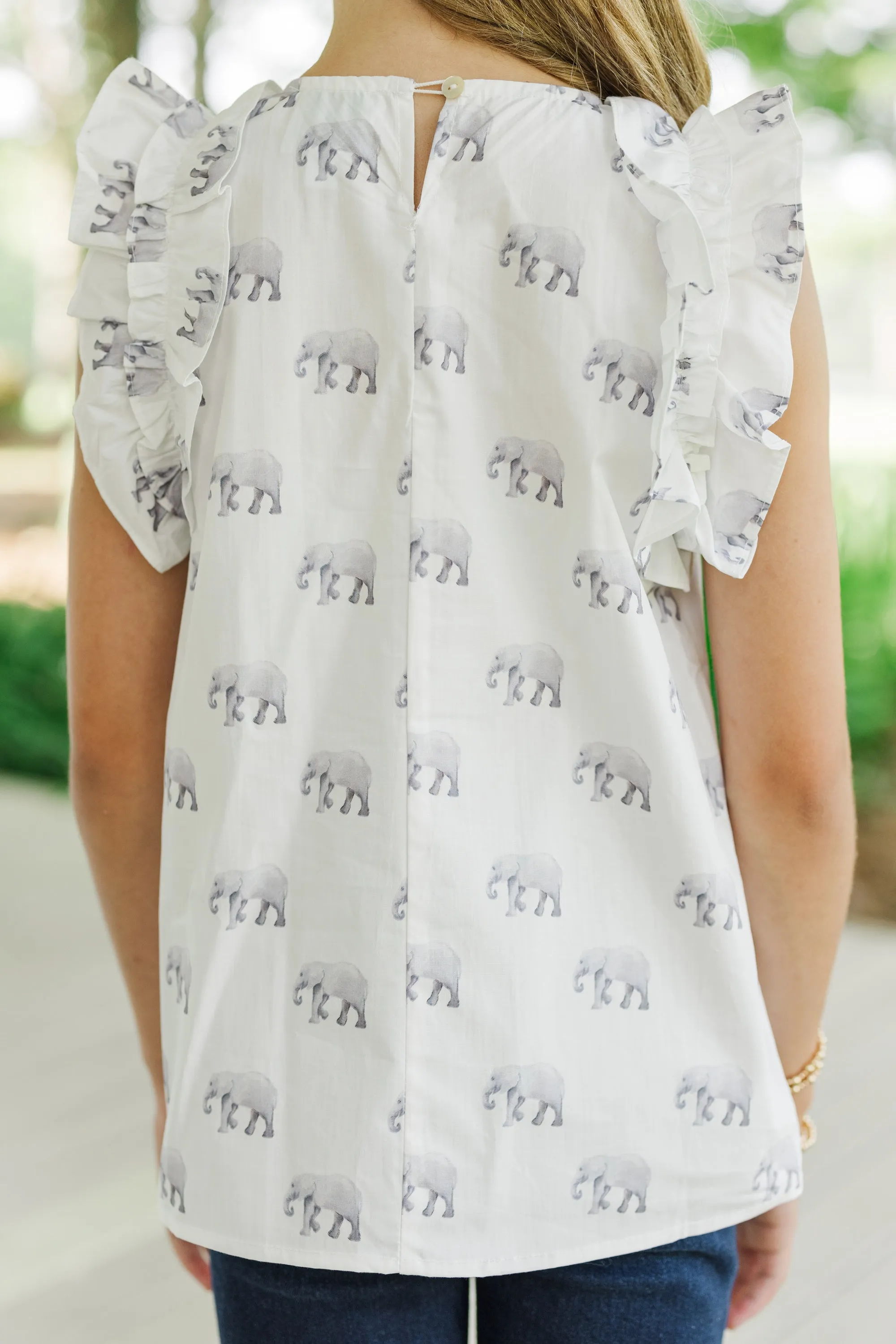 Girls: Listen To Your Heart White Elephant Ruffled Blouse