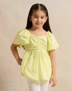 Girls Yellow Peplum Blouse