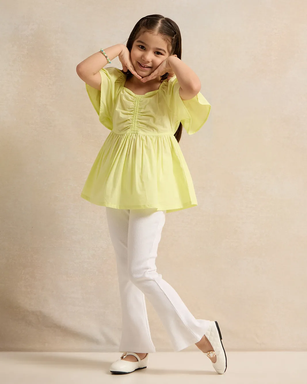 Girls Yellow Peplum Blouse