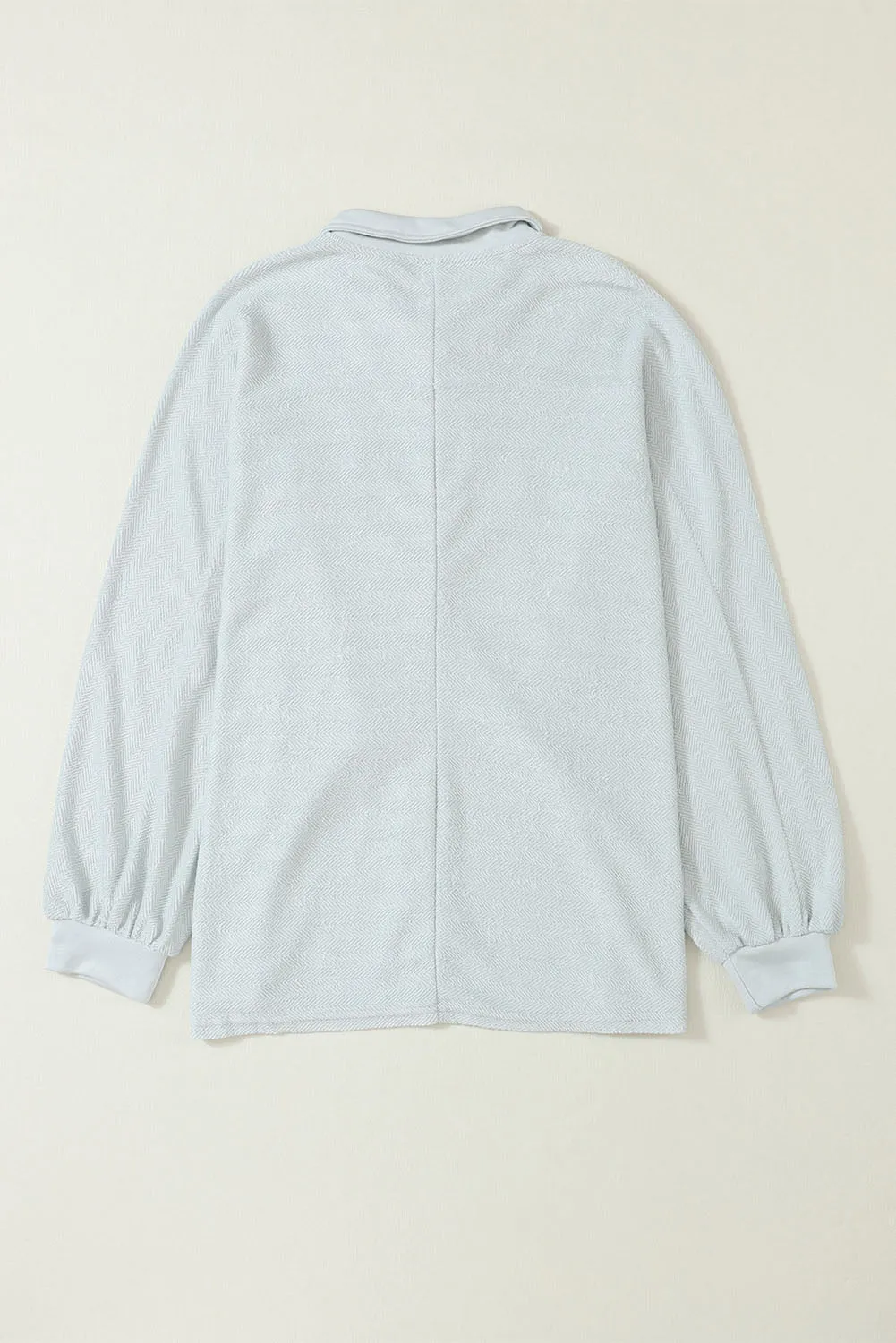 Gray Oversized Flap Pockets Button Collared Sweatshirt