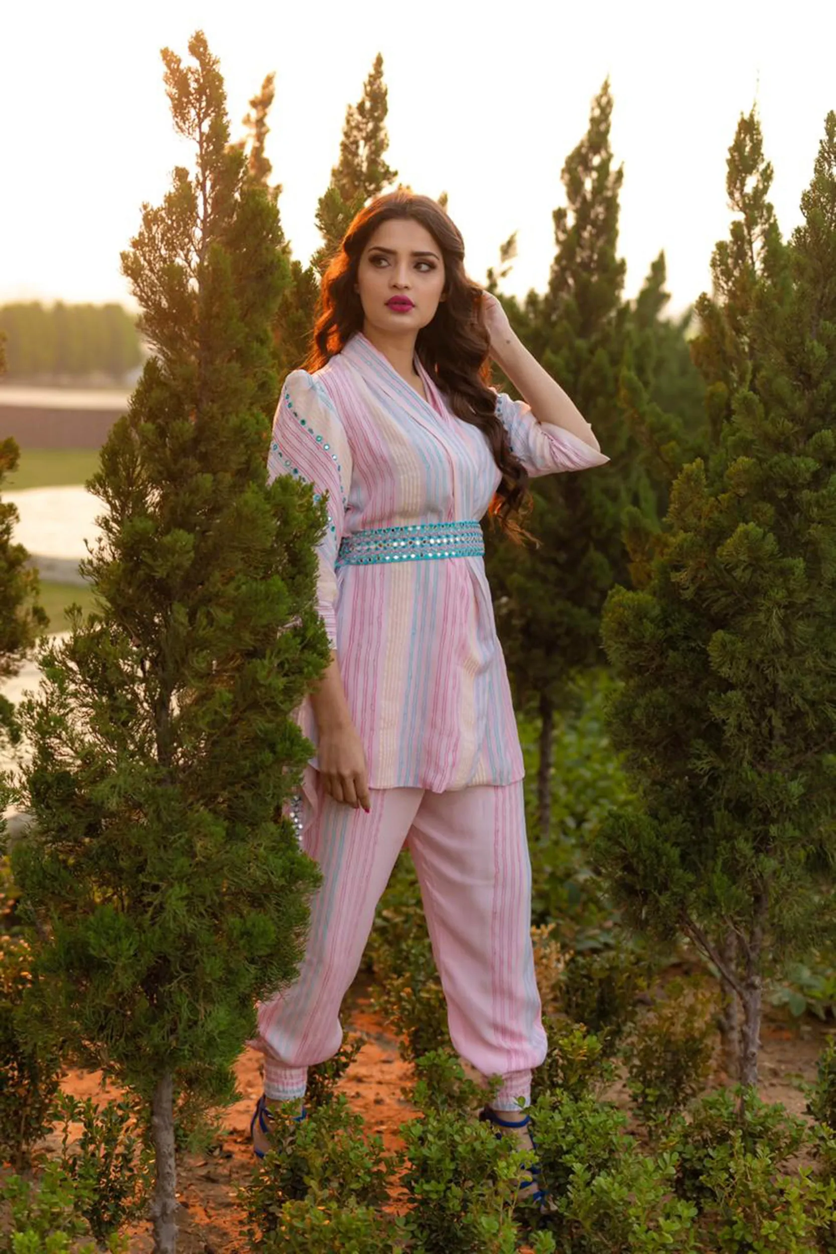 Handprinted striped Set