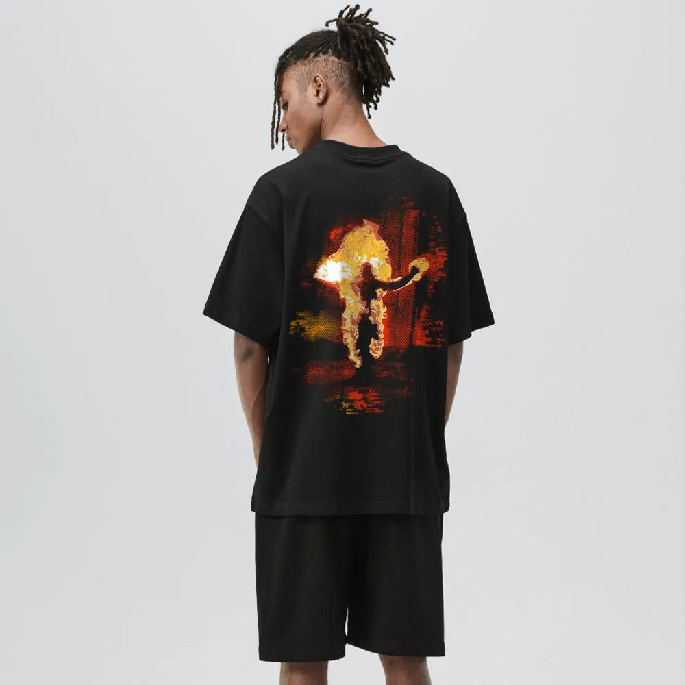 High Street Flaming Man Print T-shirt