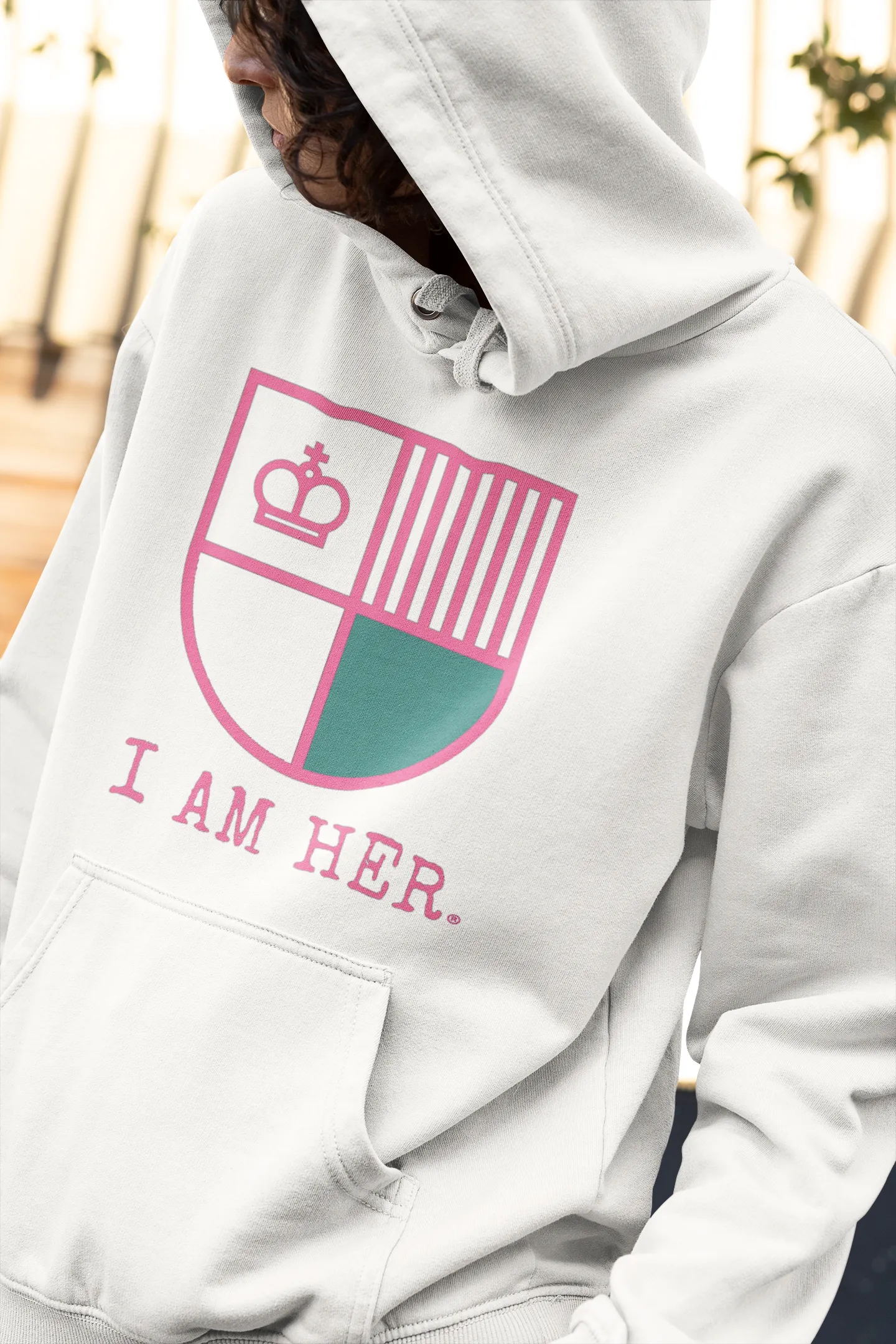 I AM HER Shield Women's Hooded Sweatshirt