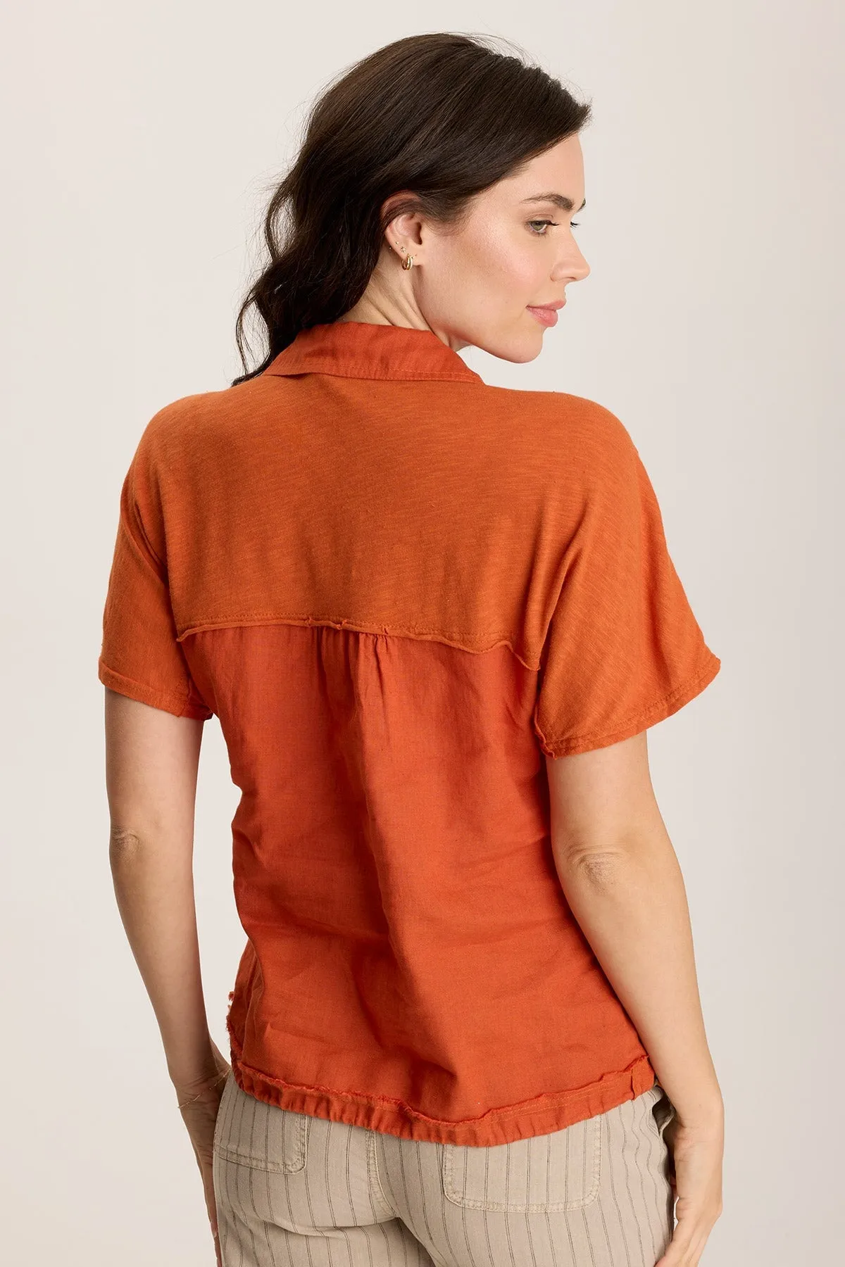 Inola Linen Cinched Button-Up Top