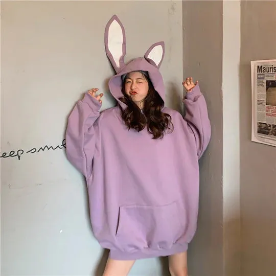 Jfashion Cute Oversized Big Bunny Ears Hoodie  UB96031