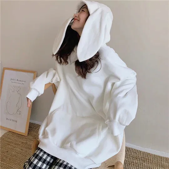 Jfashion Cute Oversized Big Bunny Ears Hoodie  UB96031