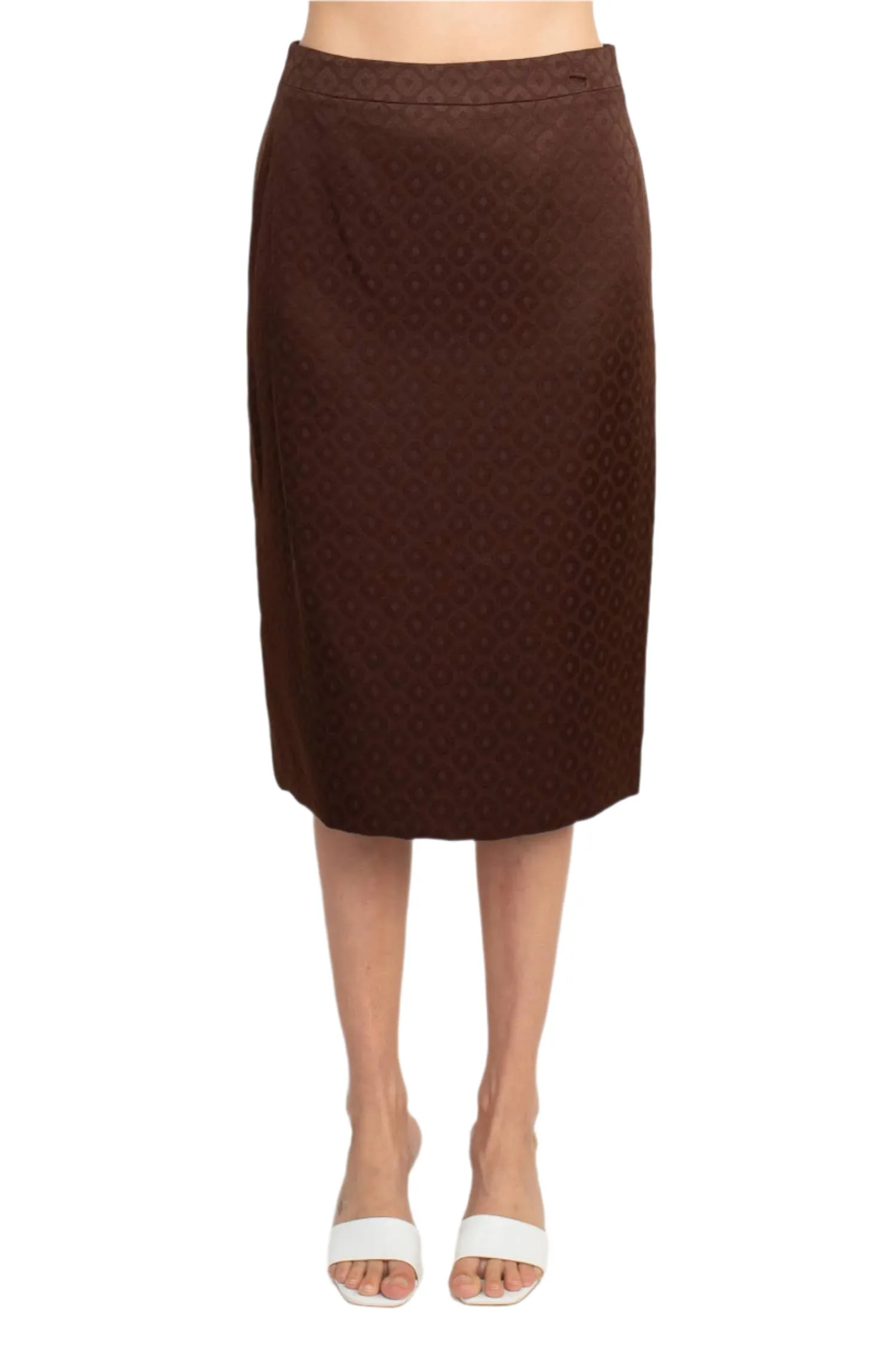 John Meyer Collection Crew Neck Long Sleeve Zipper Front Pencil Skirt Slit Back Jacquard Skirt Set