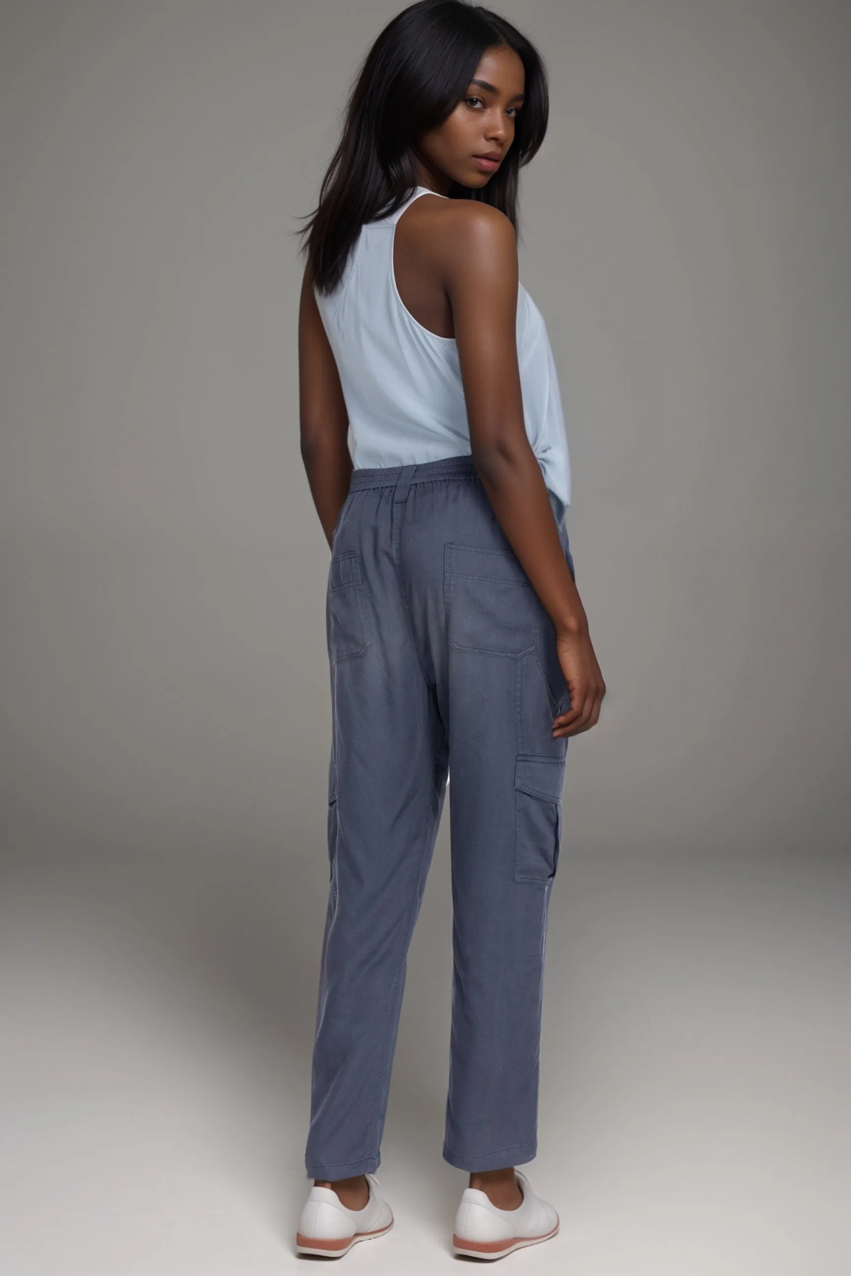 Johnny Was Blue Pull-On Cargo Pants R68922