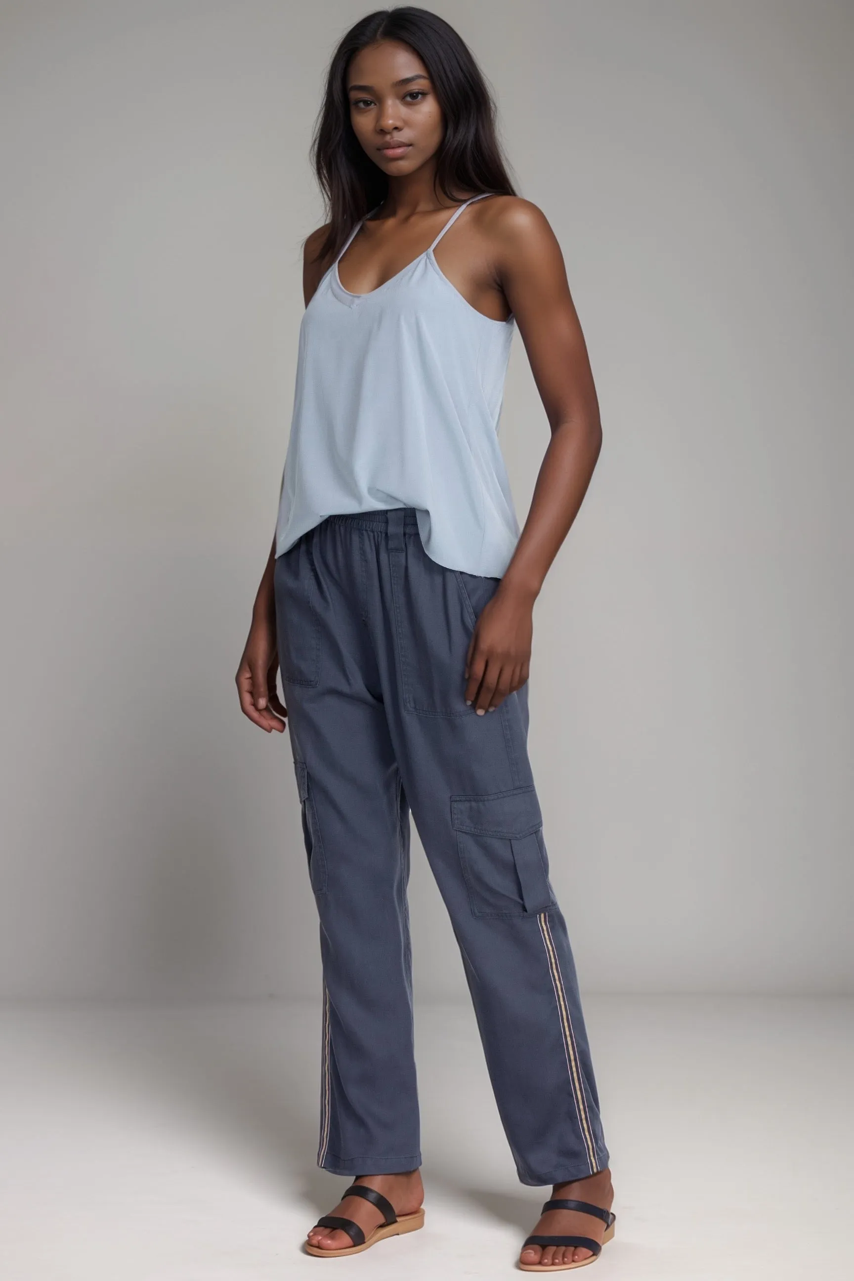 Johnny Was Blue Pull-On Cargo Pants R68922