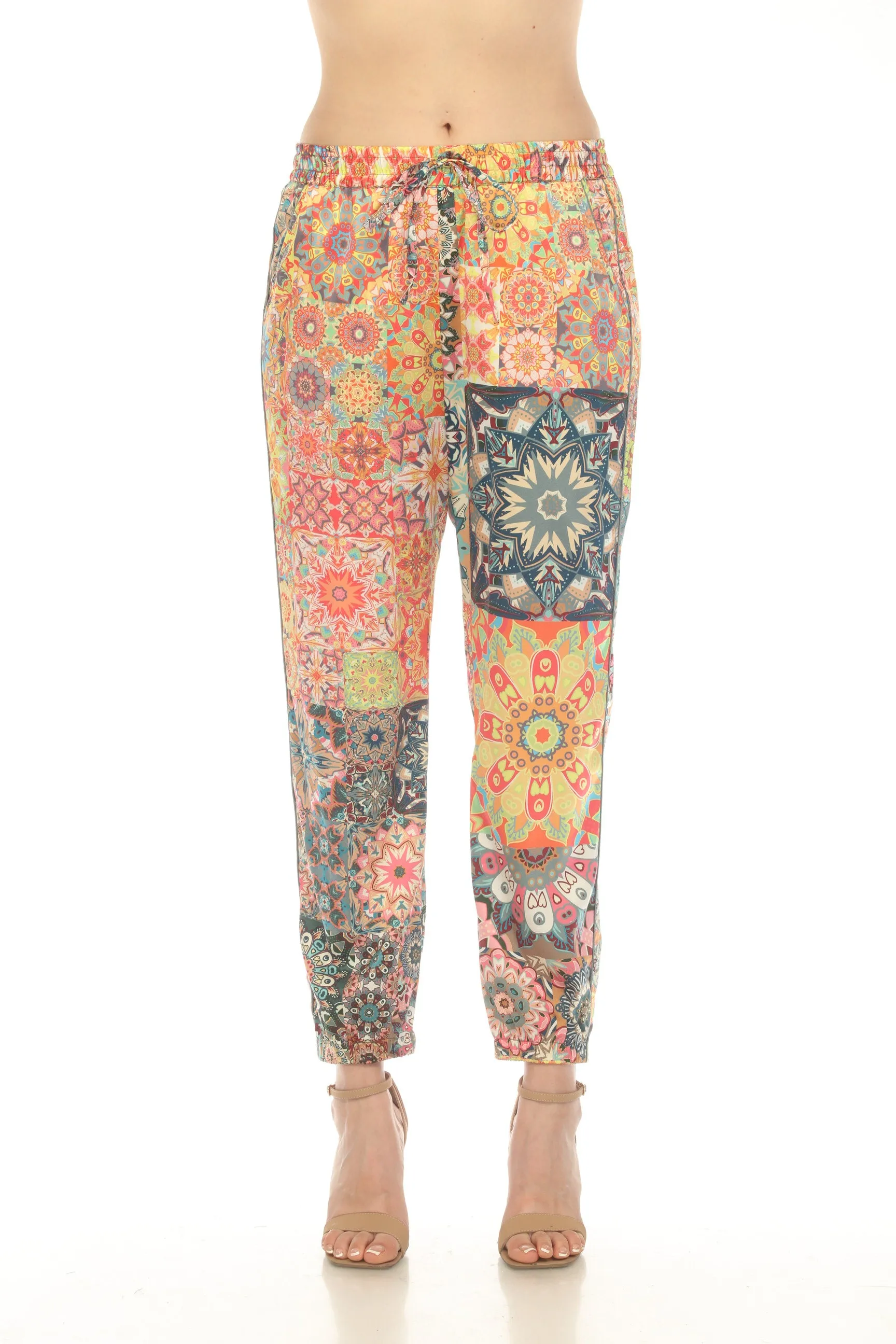 Johnny Was Kaleida Elsie Silk Blend Pull On Jogger Pants Boho Chic C61923A1