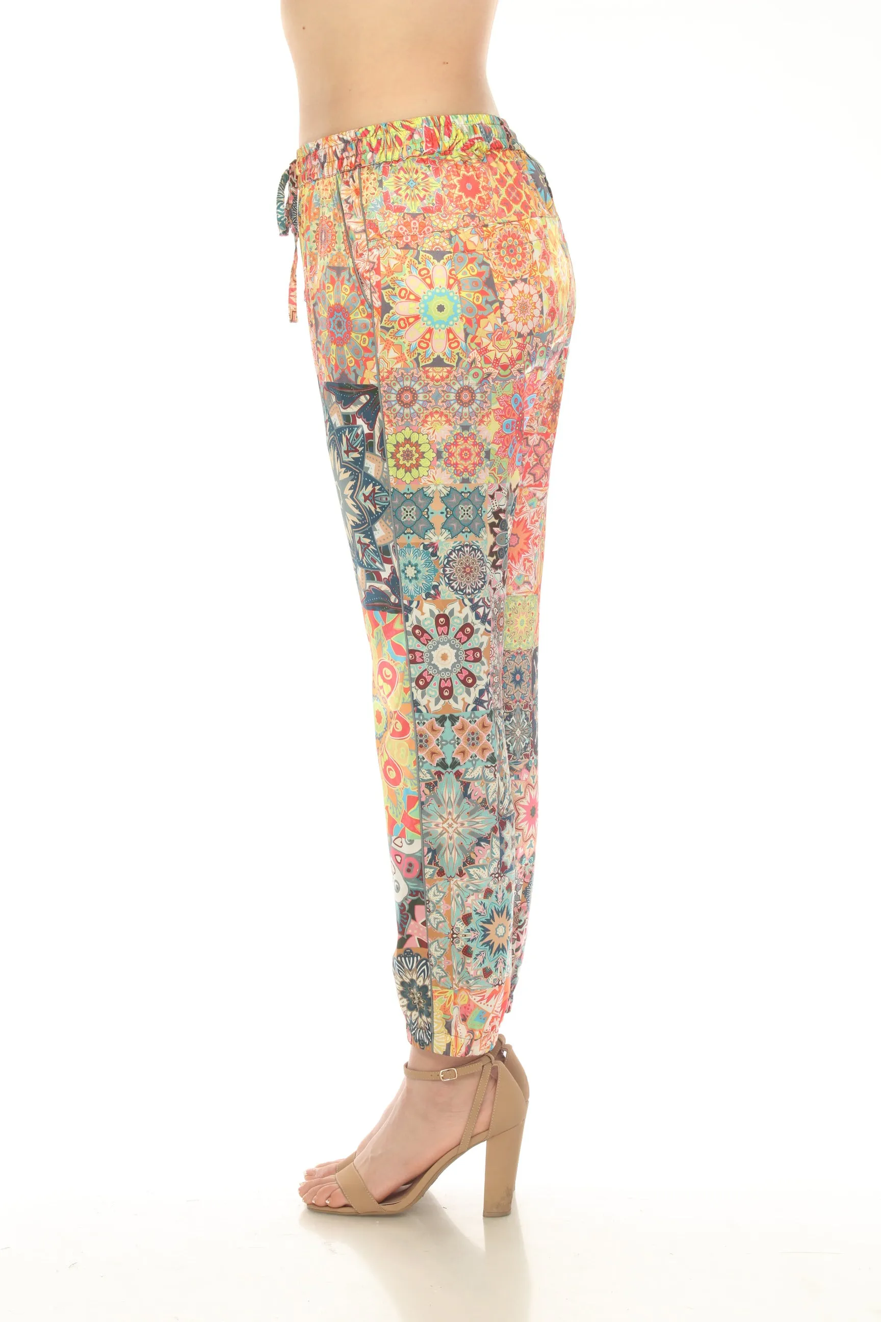 Johnny Was Kaleida Elsie Silk Blend Pull On Jogger Pants Boho Chic C61923A1