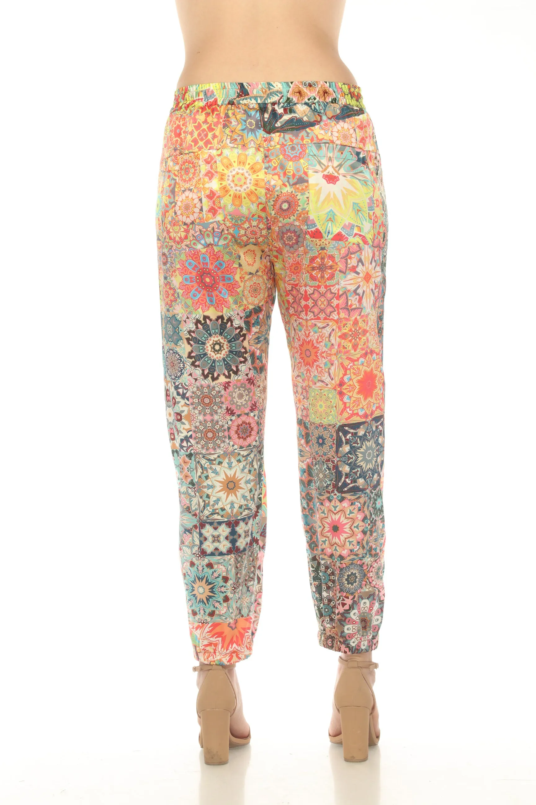 Johnny Was Kaleida Elsie Silk Blend Pull On Jogger Pants Boho Chic C61923A1
