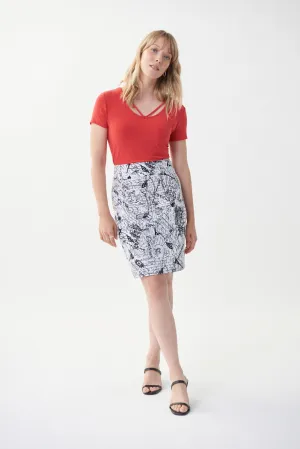Joseph Ribkoff Vanilla/Black Script Print Pencil Skirt Style 222278