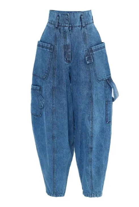 JULIA ALLERT ACID WASH BARREL CARGO JEANS