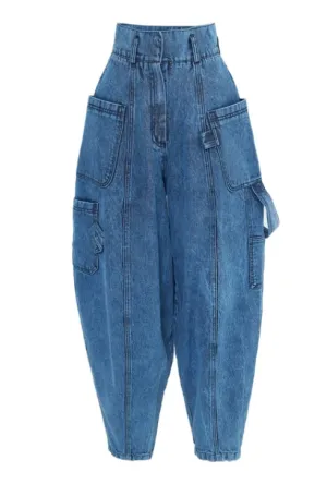 JULIA ALLERT ACID WASH BARREL CARGO JEANS