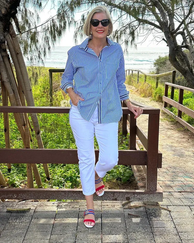 Kalani - Striped Button-Up Shirt