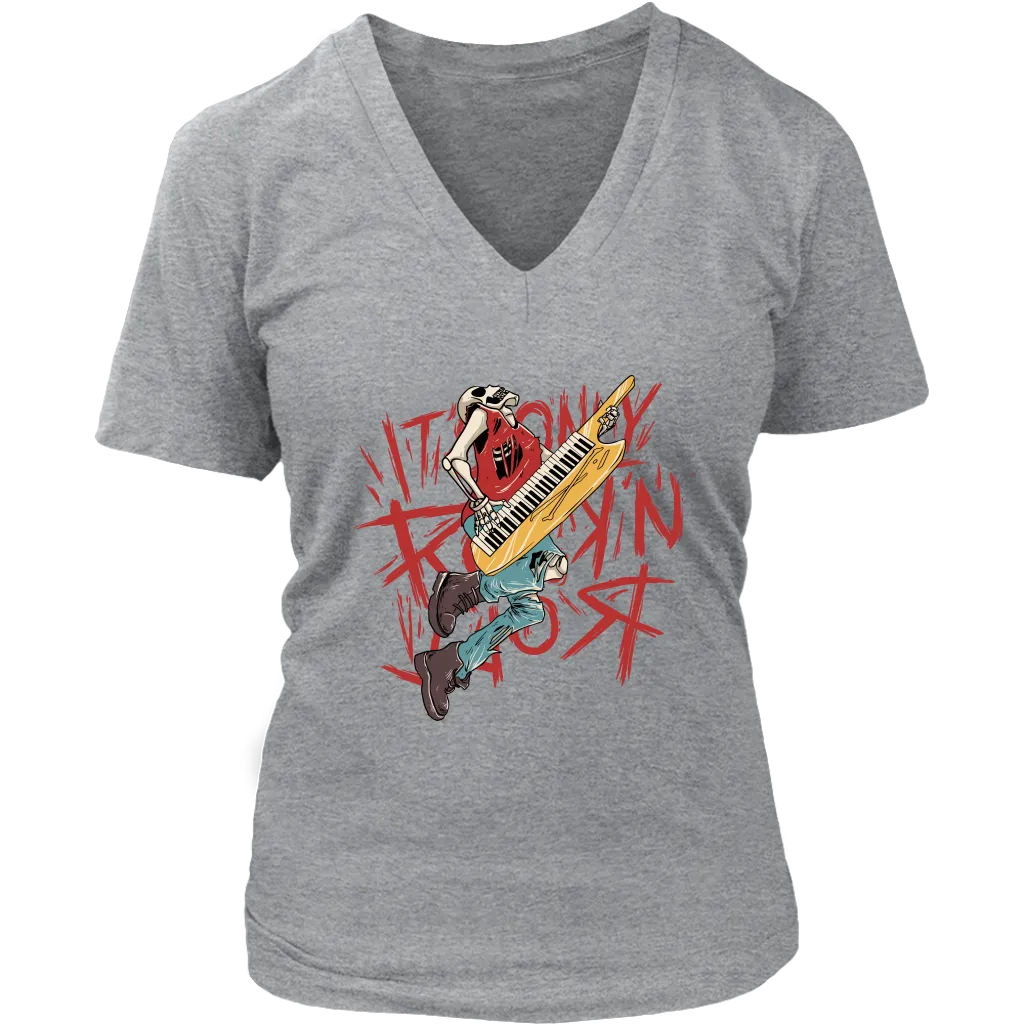 Keyboard Player T-shirt, Gift for Keyboard Player, Skeleton Keyboard Player Shirt, Rock and Roll T-shirt