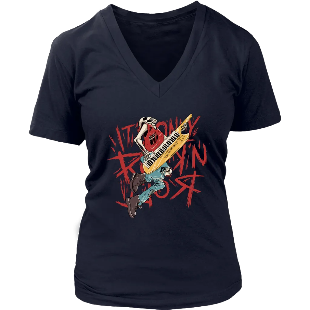 Keyboard Player T-shirt, Gift for Keyboard Player, Skeleton Keyboard Player Shirt, Rock and Roll T-shirt