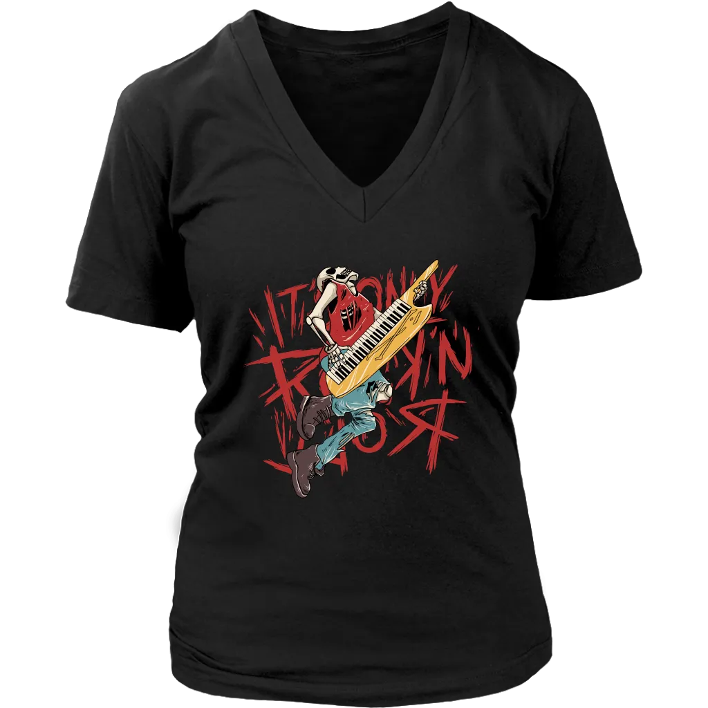 Keyboard Player T-shirt, Gift for Keyboard Player, Skeleton Keyboard Player Shirt, Rock and Roll T-shirt
