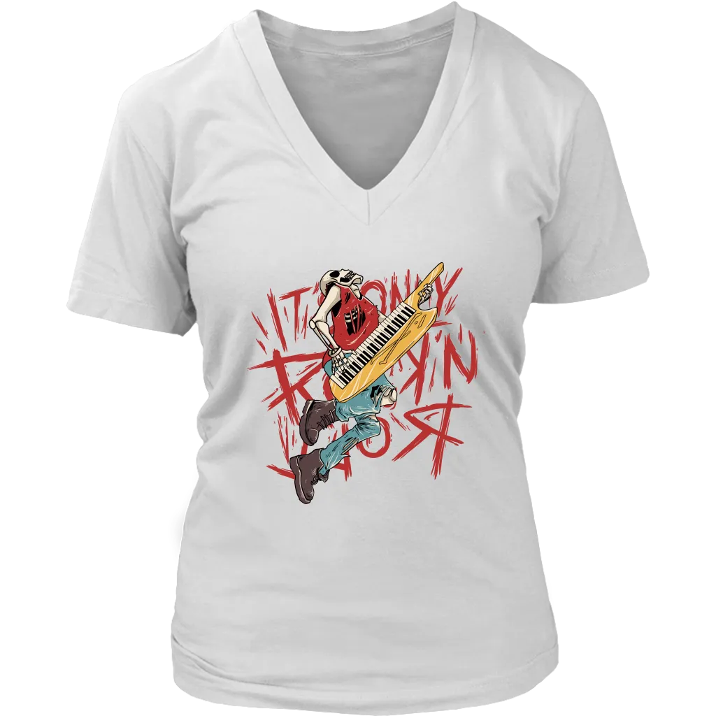 Keyboard Player T-shirt, Gift for Keyboard Player, Skeleton Keyboard Player Shirt, Rock and Roll T-shirt