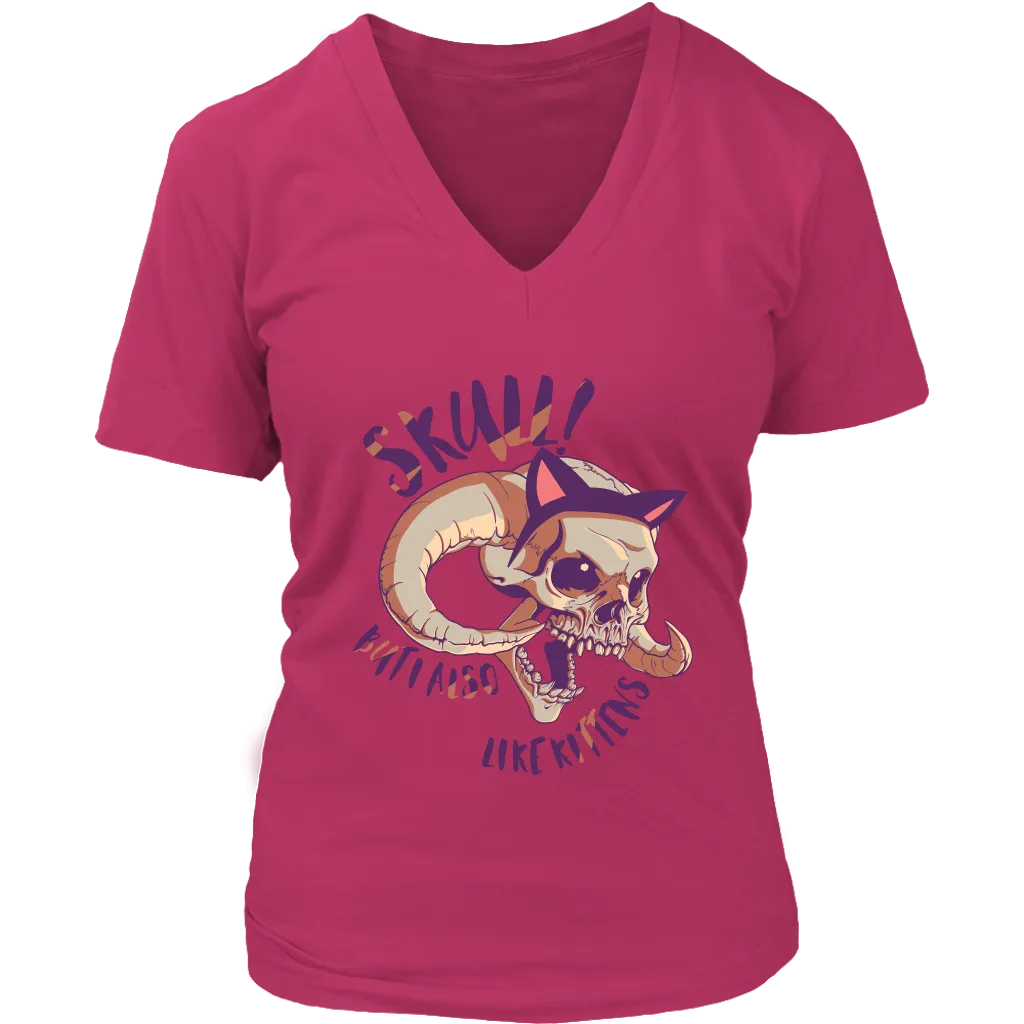 Kitty-Skull T-shirt, Funny Shirt for Cat Lover, Funny Kitten Shirt, Skull Kitten Gift