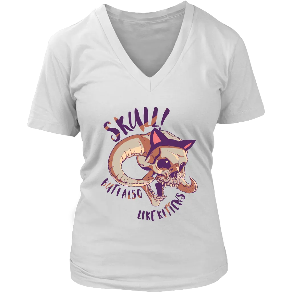 Kitty-Skull T-shirt, Funny Shirt for Cat Lover, Funny Kitten Shirt, Skull Kitten Gift
