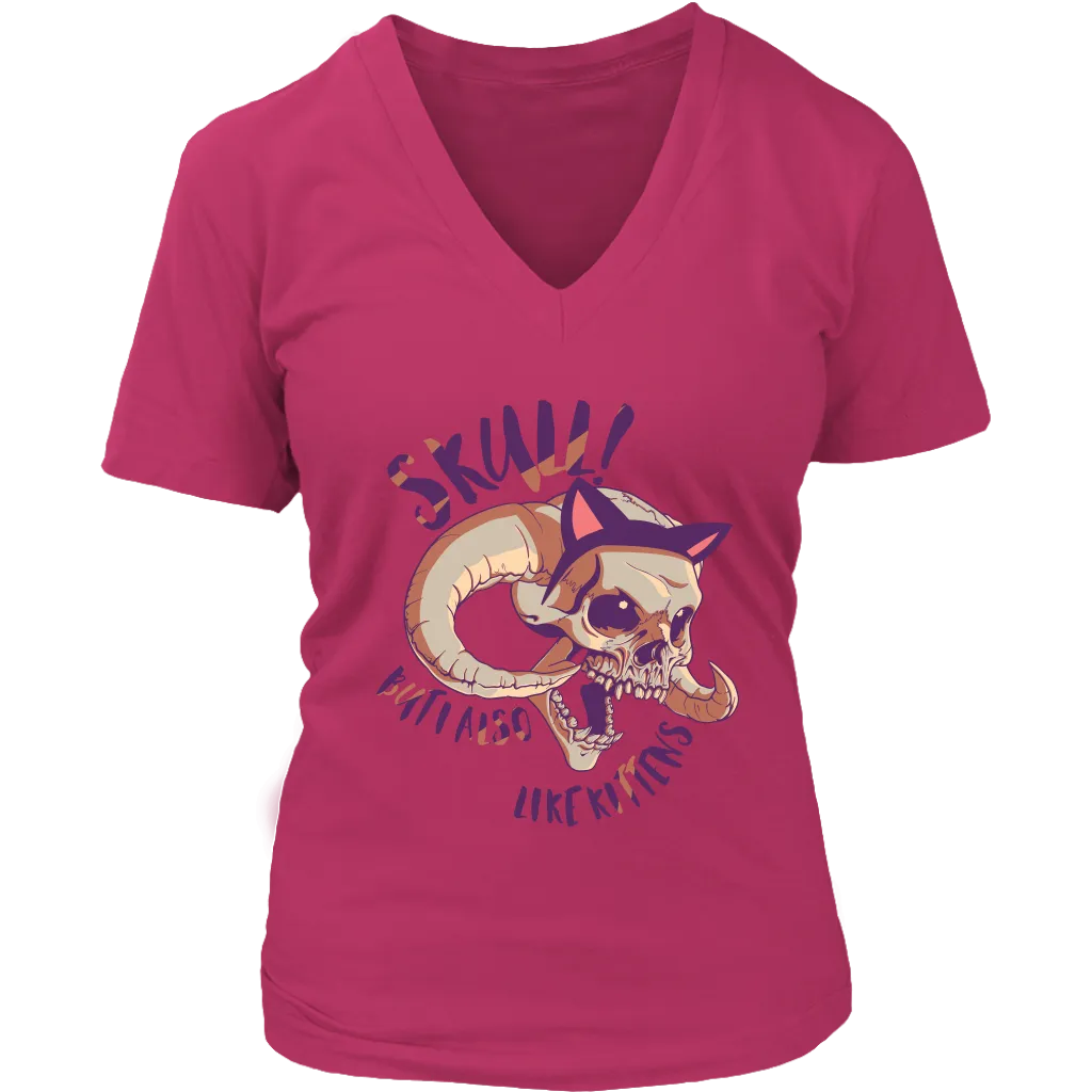 Kitty-Skull T-shirt, Funny Shirt for Cat Lover, Funny Kitten Shirt, Skull Kitten Gift
