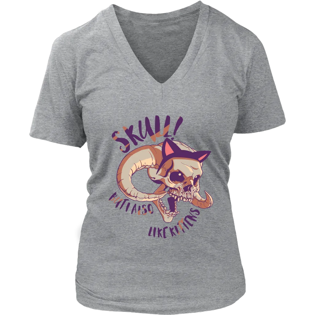 Kitty-Skull T-shirt, Funny Shirt for Cat Lover, Funny Kitten Shirt, Skull Kitten Gift