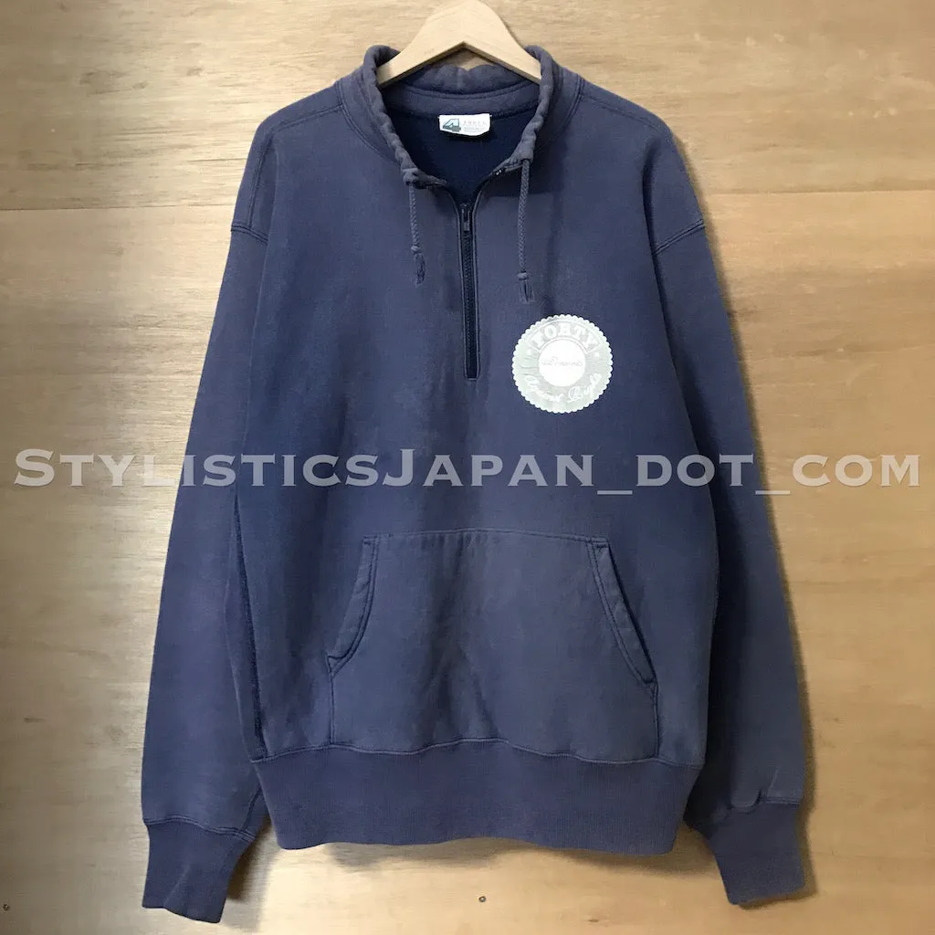 [L] FPAR Vintage Half Zip Mock Neck Pullover Sweatshirt Navy