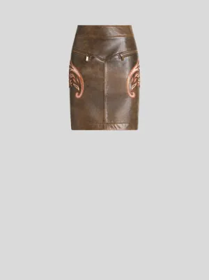 Leather Skirt With Inlays
