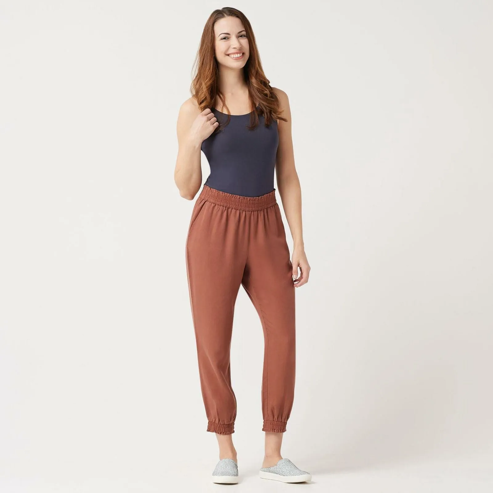 LOGO by Lori Goldstein Woven Lyocell Jogger Pants With Pockets