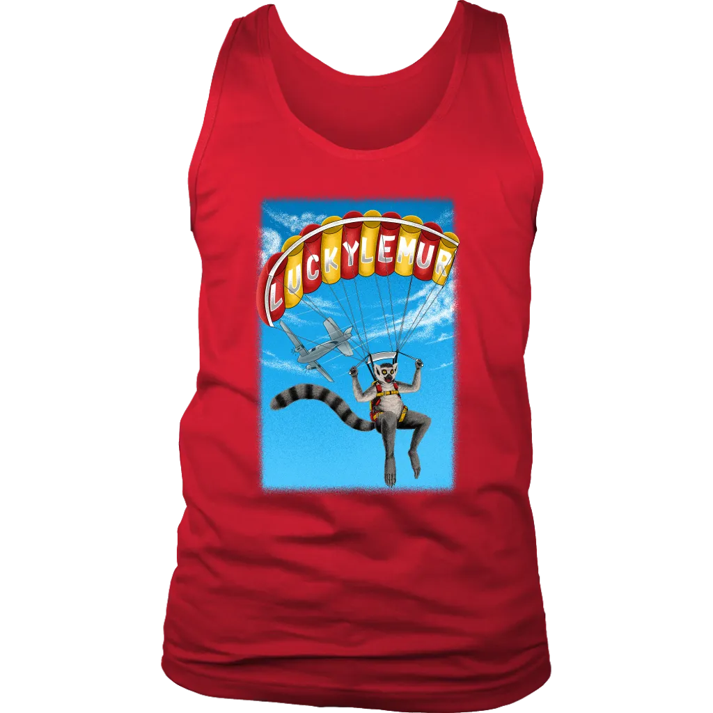 Lucky Lemur Parachute T-shirt, Lemur Sky Diver Shirt, Lemur Gift Shirt