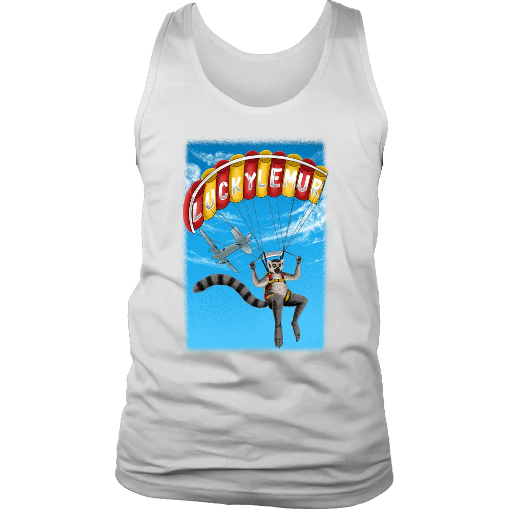 Lucky Lemur Parachute T-shirt, Lemur Sky Diver Shirt, Lemur Gift Shirt