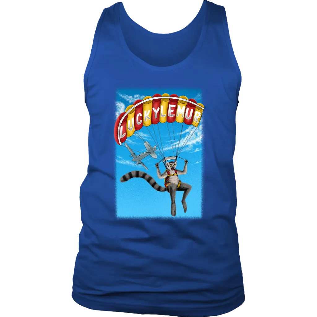 Lucky Lemur Parachute T-shirt, Lemur Sky Diver Shirt, Lemur Gift Shirt