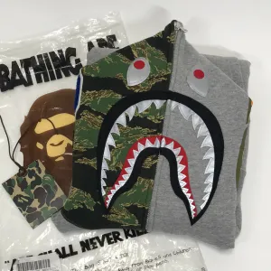 [M] A Bathing Ape Bape Zozo Limited Tiger Camo Shark Full Zip Hoodie